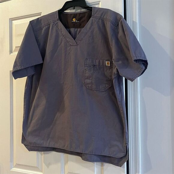 Carhartt Unisex V-Neck Scrub Top Gray Size L Medical Uniform - Picture 2 of 8